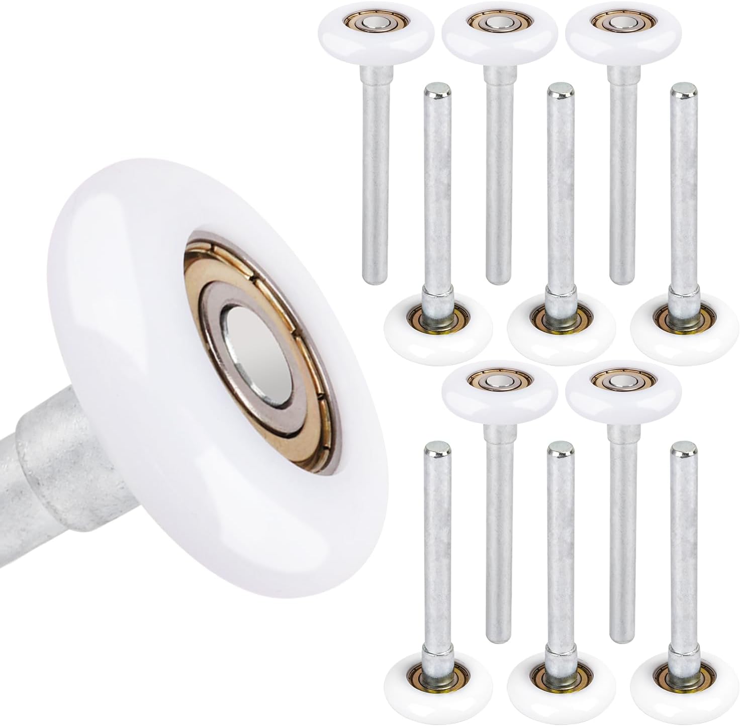 12 Pack 1.8 Inch Nylon Garage Door Rollers, 6200ZZ Bearing | Quiet and High Load Garage Door Rollers, Garage Door Roller with 6200ZZ Bearing, White