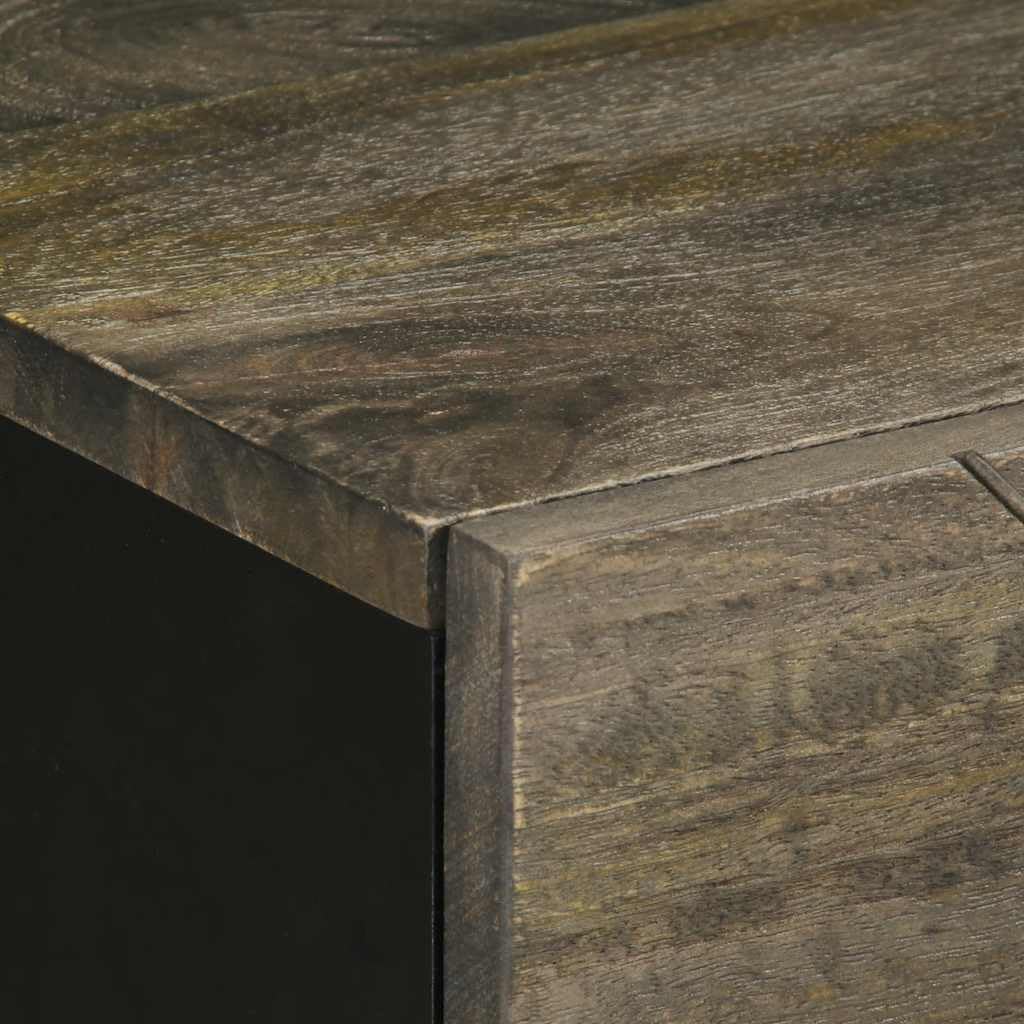 Elegante mesita de noche de madera maciza de mango con patas de metal, gran espacio de almacenamiento con puerta práctica, placa estable para lámparas y decoración, mueble de salón robusto