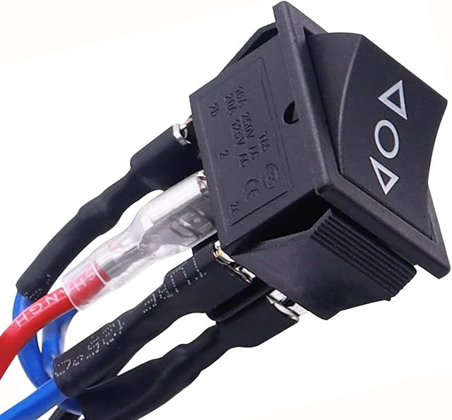 Taiss/Latching Control Rocker Switch DC Motor 6 Pin 3 Position 10A 12V ON-Off-ON Black Polarity Reversing Boat Rocker Toggle Automatic Switch with Wire KCD2-203-L-JT