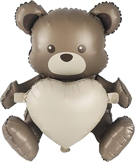 Rozi Decoration Big Size Teddy Bear Foil Balloon with Heart Foil Balloon Set of 1 Pcs | Teddy Bear Foil Balloon | Anniversary Teddy Bear Balloon Decoration | Valentine Day Decoration Items