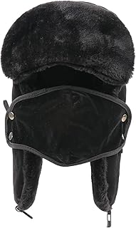 Cappello Bomber Russia Ushanka - Cappello Invernale Caldo Cappello Militare dell'Esercito Sovietico Distintivo Militare Trapper Cappello da Donna - Cappello da Neve con Paraorecchie in Pelli