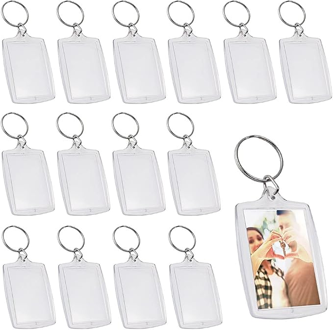 ZDNT 25 Pieces Photo Keyring,Blank Photo Keyring,Large Size Keychain