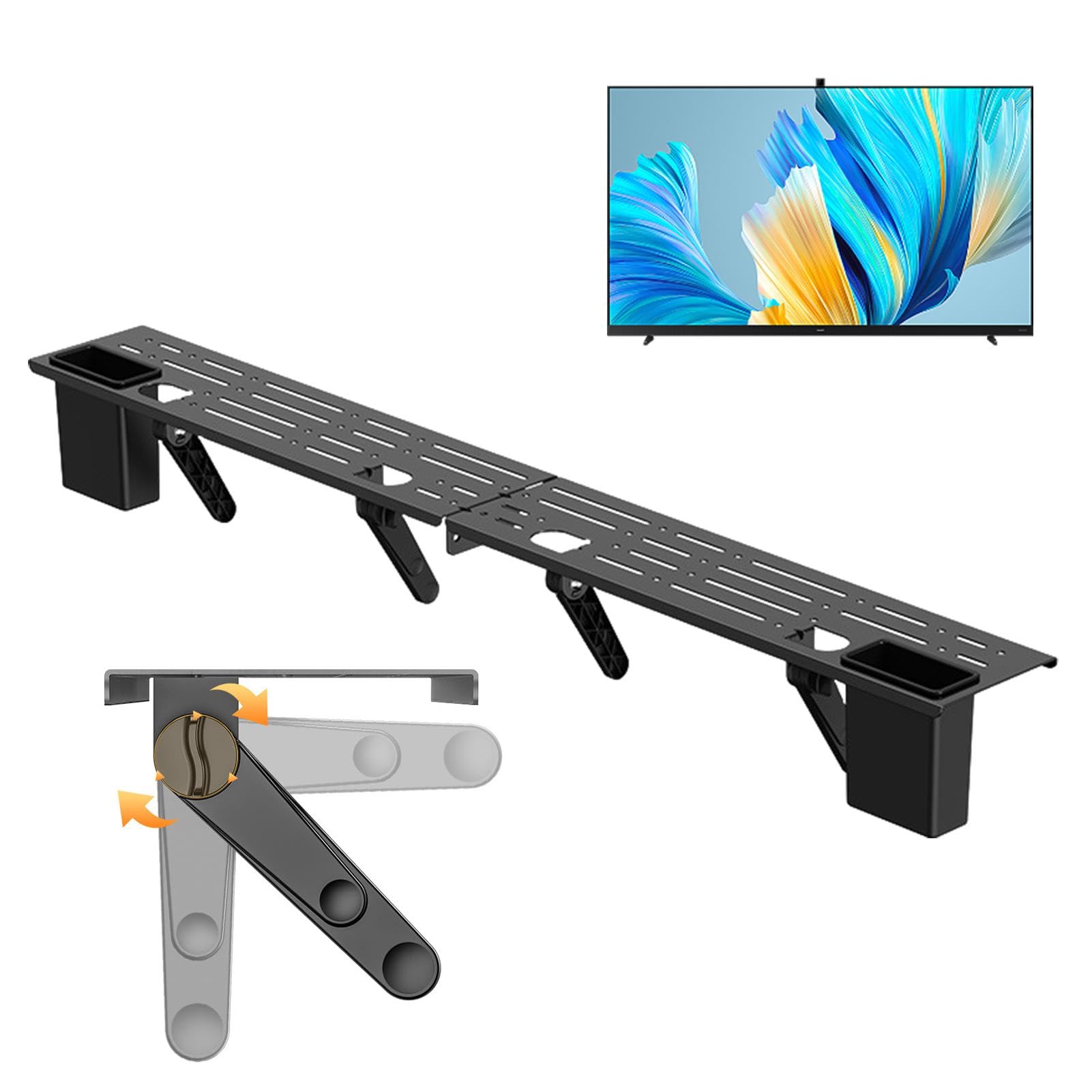 Dinghosen Mensola regolabile per TV, staffa di montaggio per monitor per dispositivi di streaming, scatola via cavo, router e decorazione per la casa, staffa portaoggetti superiore per TV