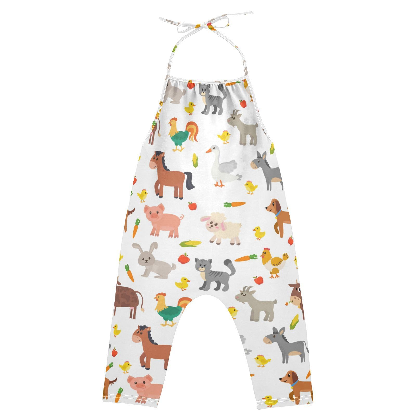 susiyo Cute Farm Animals Sheep Goose Donkey Toddler Girls Jumpsuit Kids Sleeveless Halter Loose Romper