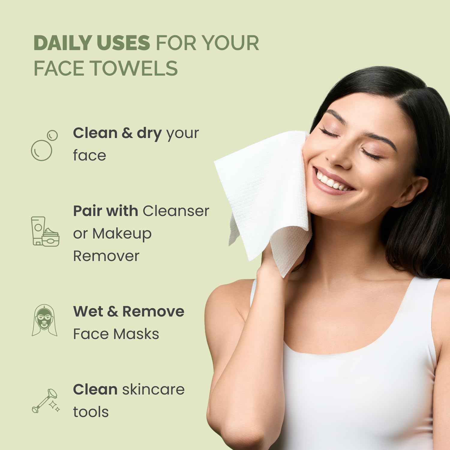PLANTIFIQUE Disposable Face Towels XL 10"x12" - 100% Biodegradable Viscose Facial Towelettes for Women Skin Care - 100 Count - Image 2