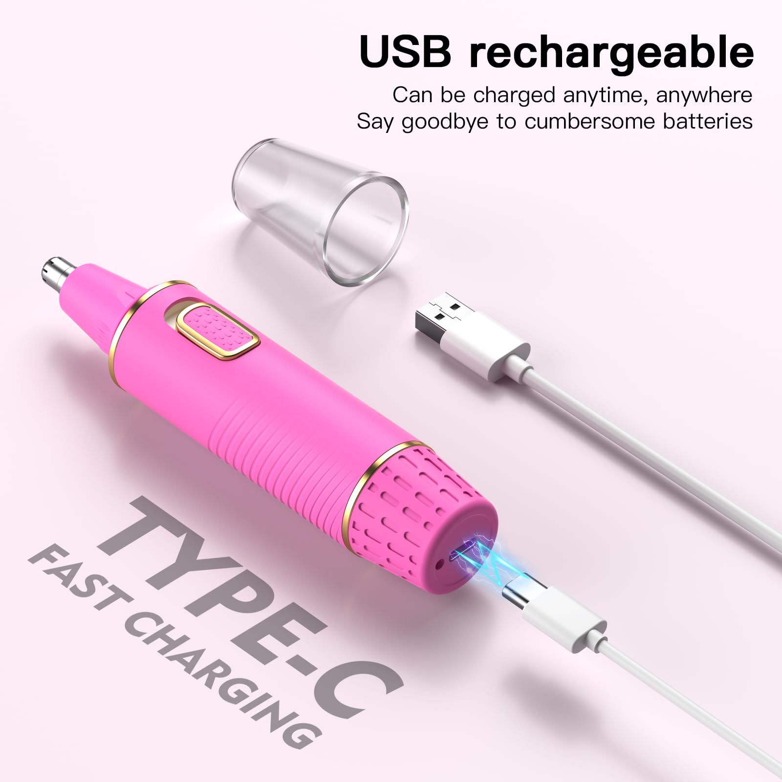Nasenhaartrimmer für Frauen, 2024 Schmerzloser USB Wiederaufladbarer Nasenhaarschneider, Ohr- und Nasenhaarschneider für Frauen, Professioneller Gesichtshaartrimmer mit IPX7 wasserdichten Dual Edge