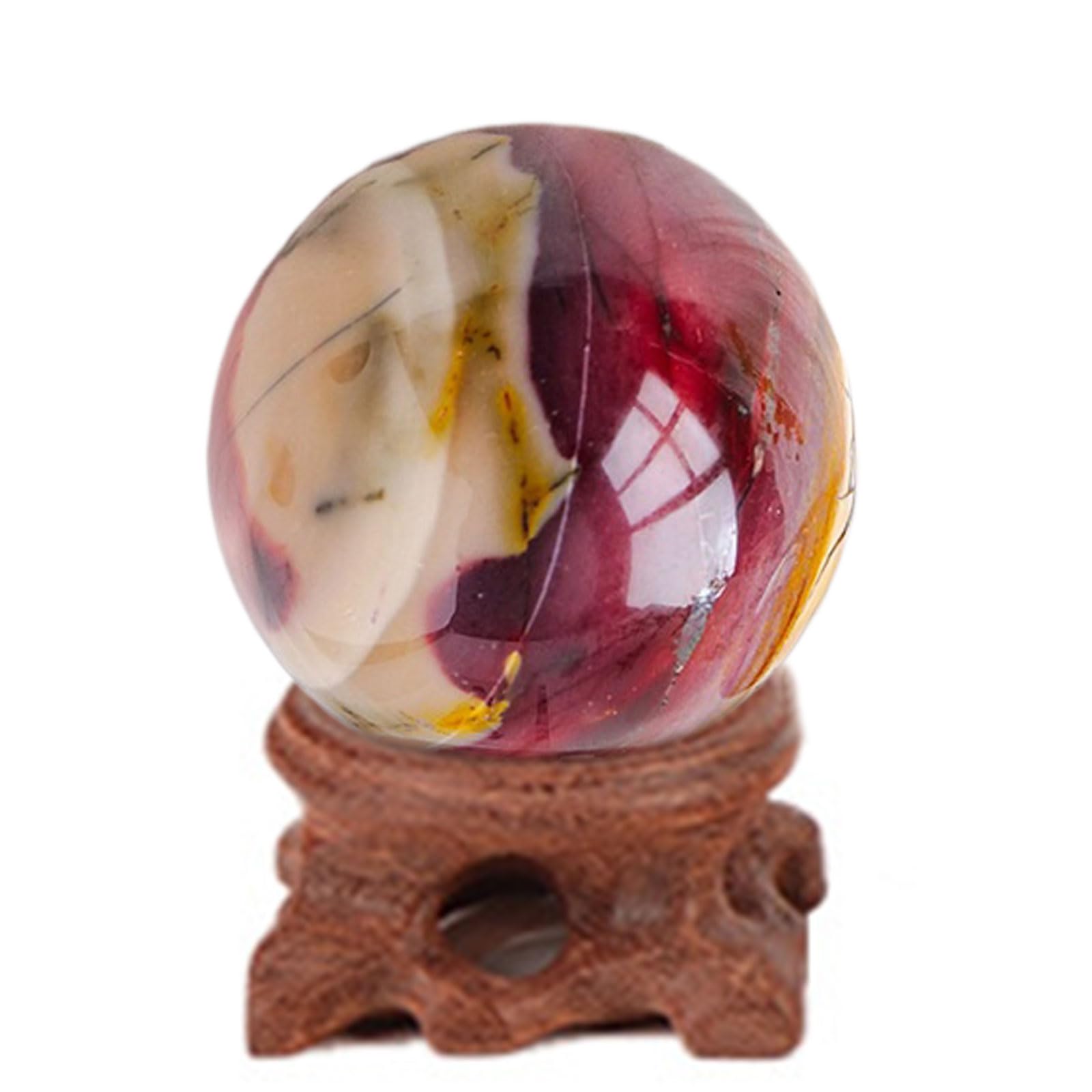 DFrywdgSEY crystal ball, Yellow and Red Natural Gemstone Egg Yolk Stone Sphere Sculpture Figurine Divination Meditation Reiki(50~55mm)