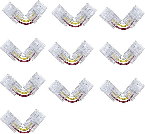 Miniatura 6 de Conector de esquina de barra LED 2pin10mm ángulo recto en forma de L sin soldadura Conector ajustable para 5050 3528 RGB RGBW RGB+CCT luces de barra