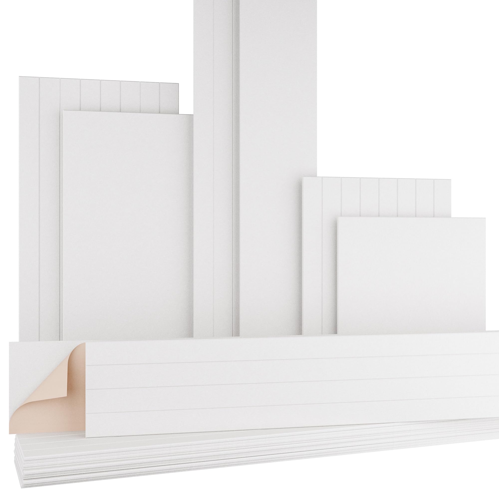 AKUSTIKO Akustikpaneele Selbstklebend 240x30cm - 8 Stück Weiß Akustik Wandpaneele Schallschutz & Raumakustik Panels Filz 9mm Hexim Decken- & Wandverkleidung Raum Klang (5.76m²)