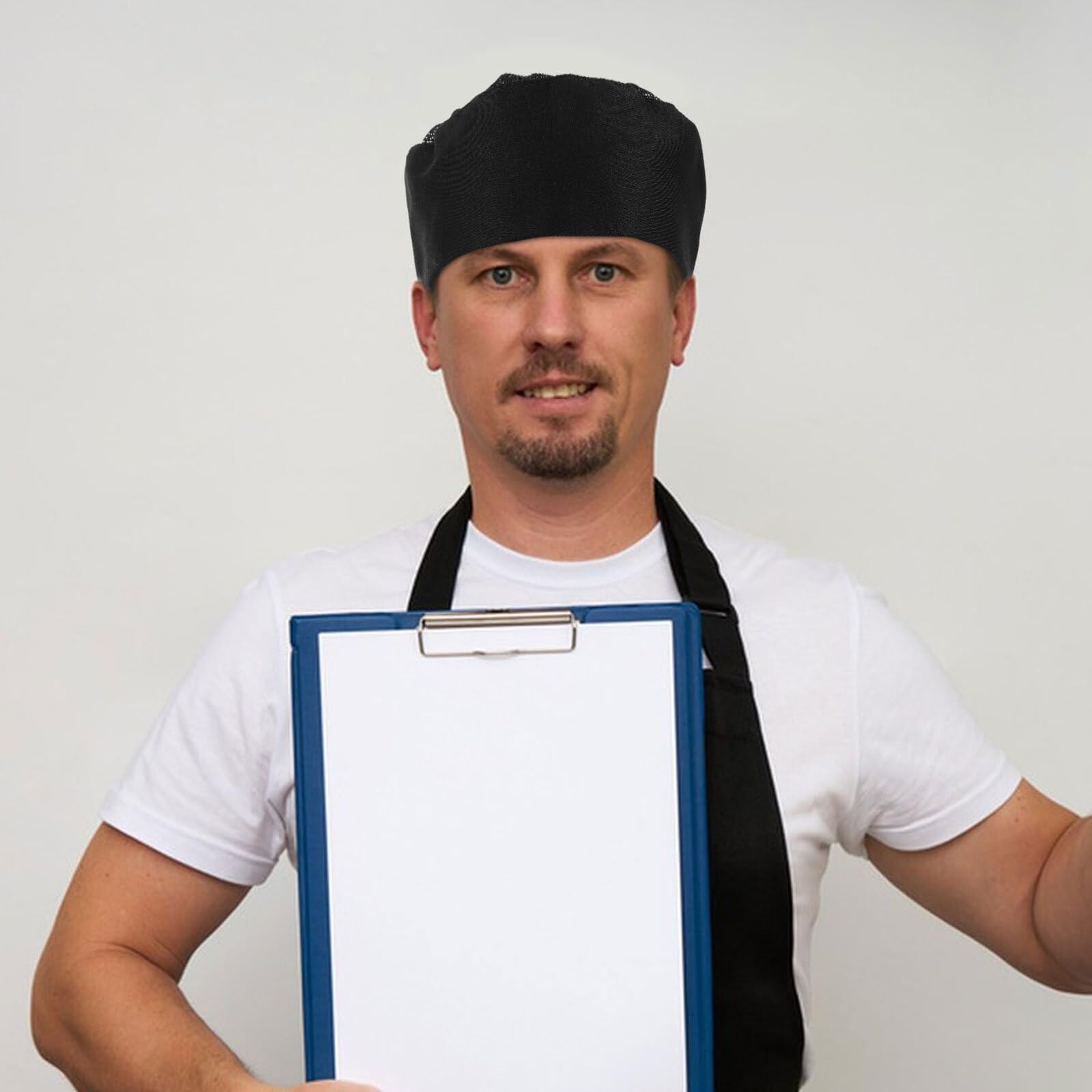 VALICLUD 4 Piezas Gorros de Chef Unisex con Malla Transpirable para Cocina Profesional Unidades Negras de Algodón y Poliéster para Restaurantes y Hoteles