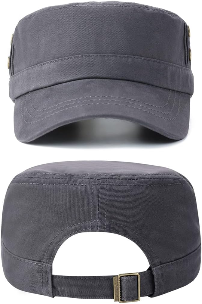 Men's Cadet Army Caps Cotton Military Caps Flat Top Cap