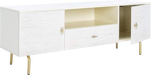 Miniatura 54 de SAFAVIEH Genevieve - Soporte de TV para pantalla plana de hasta 65 pulgadas, acabado lavado en blanco y negro, gabinete de almacenamiento moderno de