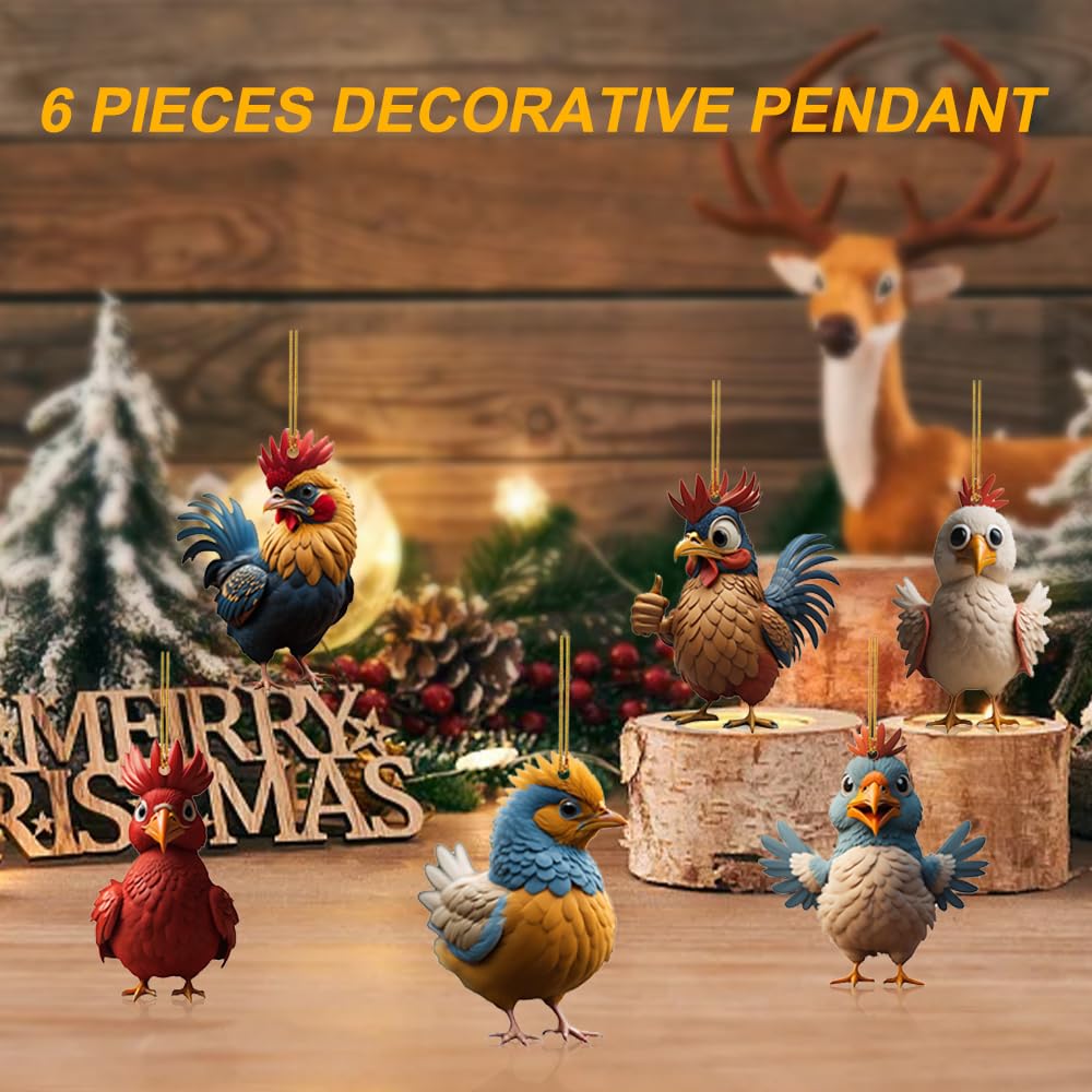 Pendentif De Noël En Forme De Poulet – Décoration Festive Et Amusante Pour Sapin, Fenêtre Ou Sac à Dos ! - 6