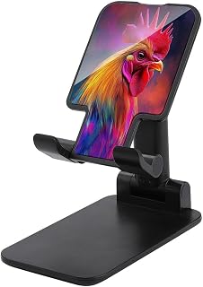 Rooster Pastel Neon Feathers Cell Phone Stand Foldable Adjustable Phone Stand for Desk
