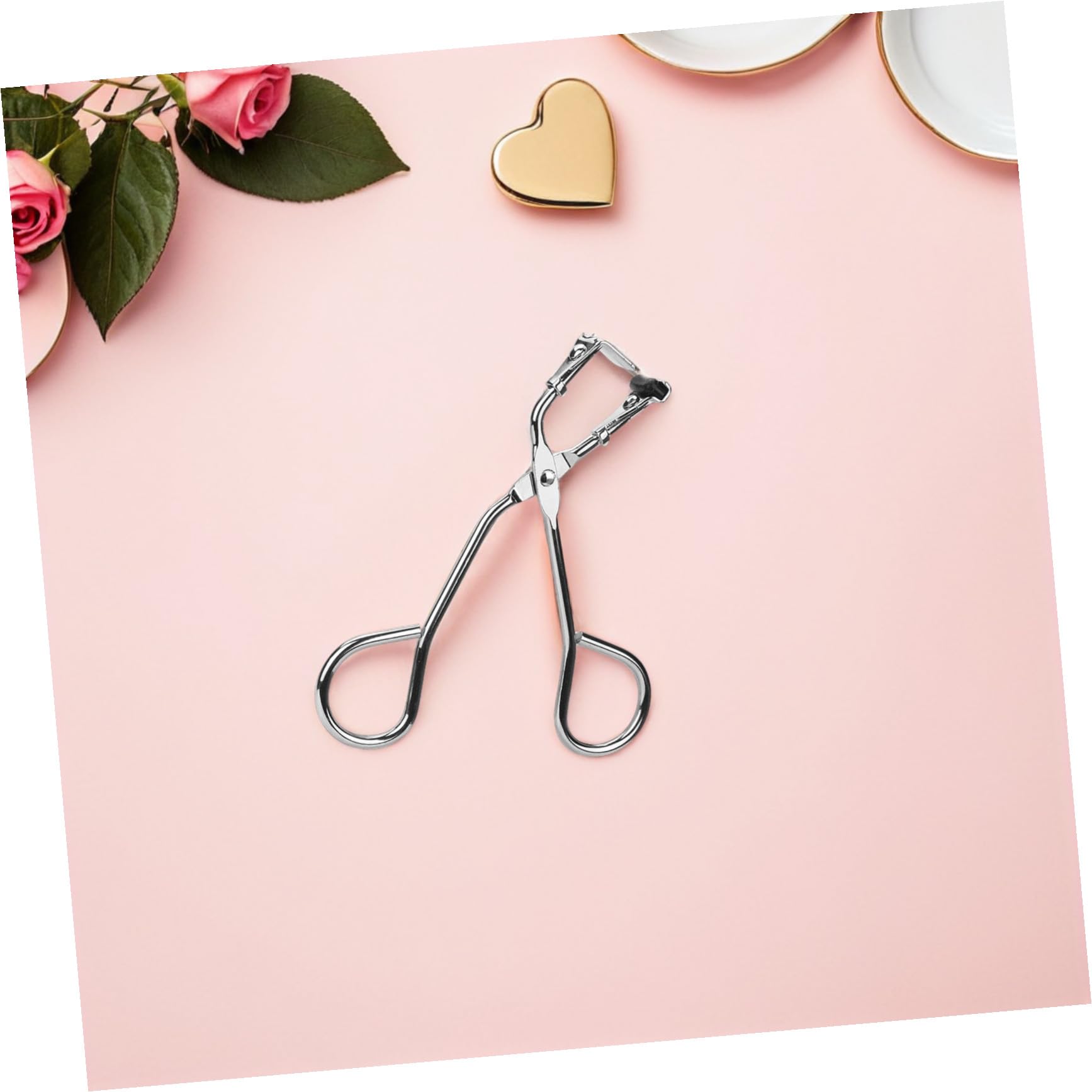 Healvian Rizador De Pestañas Práctico Pinza Para Rizar Pestañas De Mano Herramienta De Maquillaje Resistente Para Mujeres Material De Acero Inoxidable Color Plateado