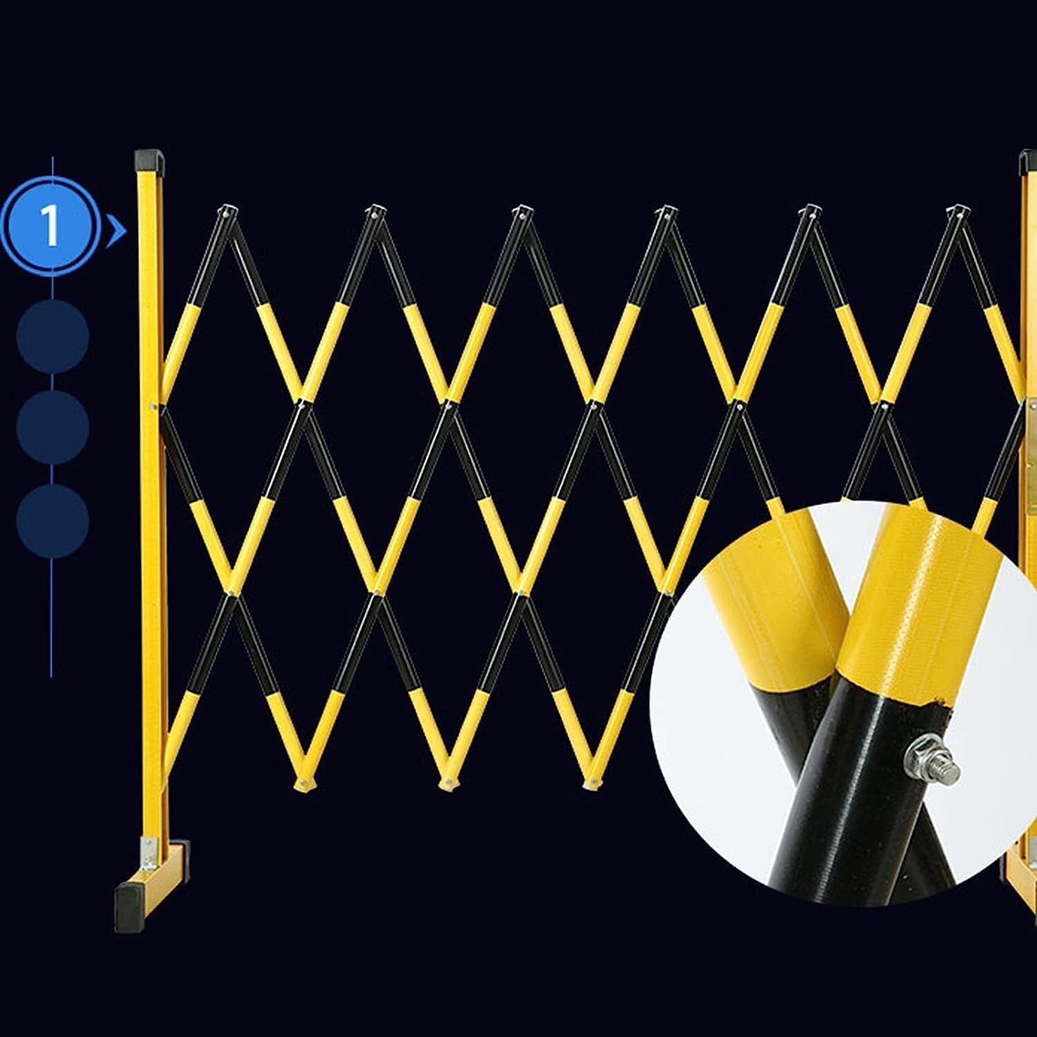 Barrera de tráfico retráctil - Barrera de Seguridad móvil, Amarilla, 1,2 x 2 m, para Bloqueo rápido de áreas, Ideal para Zonas peligrosas y Control de Acceso Restringido.