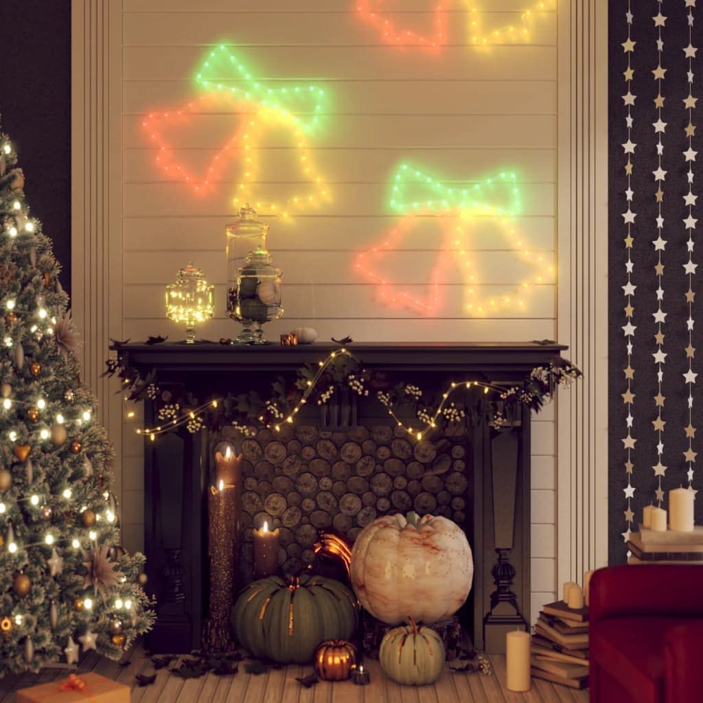 vidaXL LED Silhouetten 3 STK., Weihnachtsglocken Lichtschlauch Beleuchtet mit 72 LEDs, Weihnachtsdeko Weihnachtsbeleuchtung für Innen Außen, 50x56cm