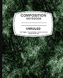 Unruled composition notebook: Green Marble, Unruled Composition Notebook, 7.5 x 9.25, 160 Pages For for School / Teacher / Office / Student Composition Book