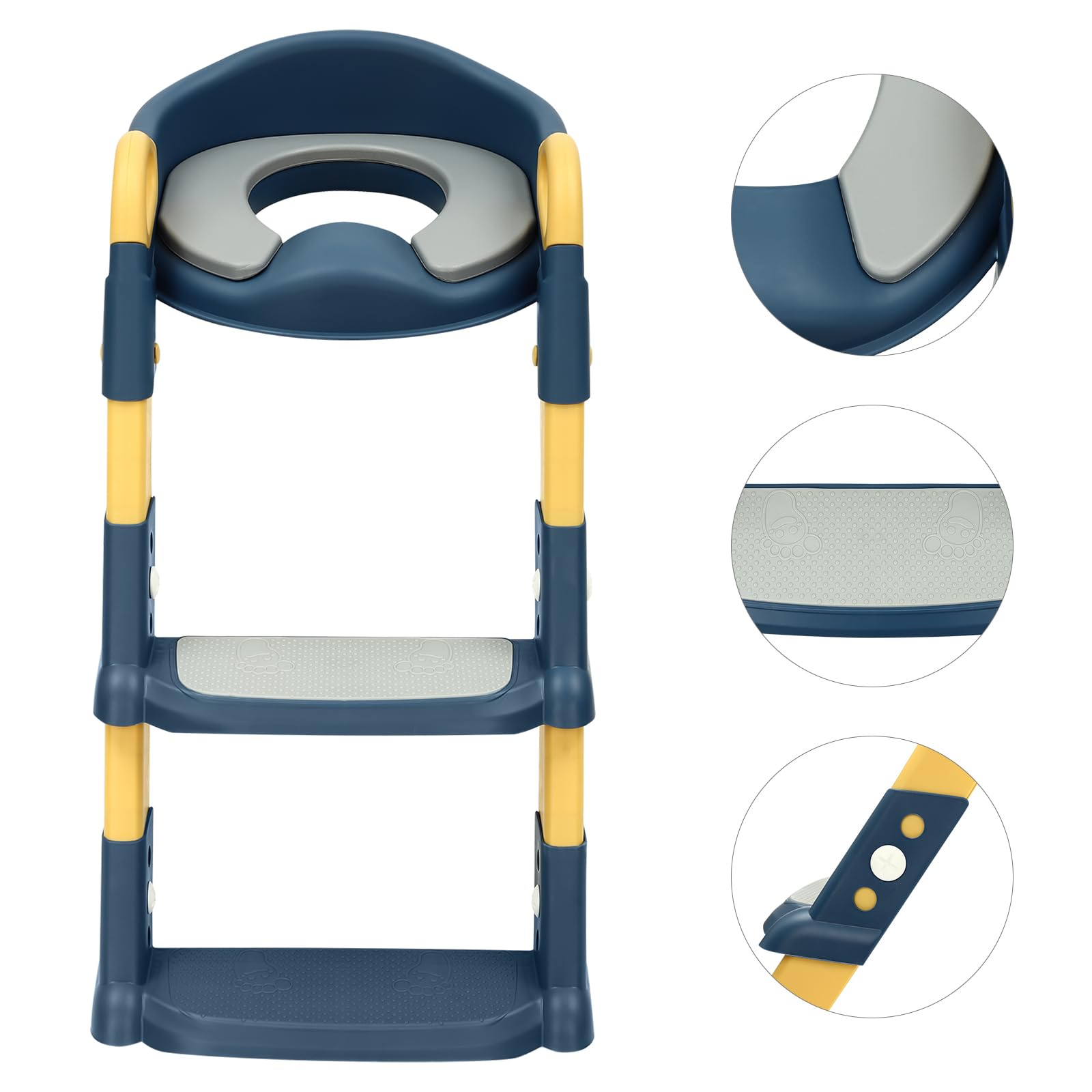 Siège de toilette pour enfant avec marche, réglable en hauteur, pliable, toilette pour enfant avec marche, pliable et confortable, siège de toilette pour bébé avec marche, pour bébés âgés de 2 à 7 ans