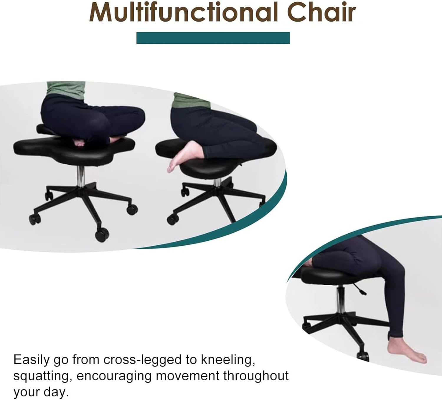 Kneeling, Meditation, Cged Kneeling Chair, Height Adjustable Office Stool, for Computer Workers, Yoga Lovers, Meditation Fanatics,Black