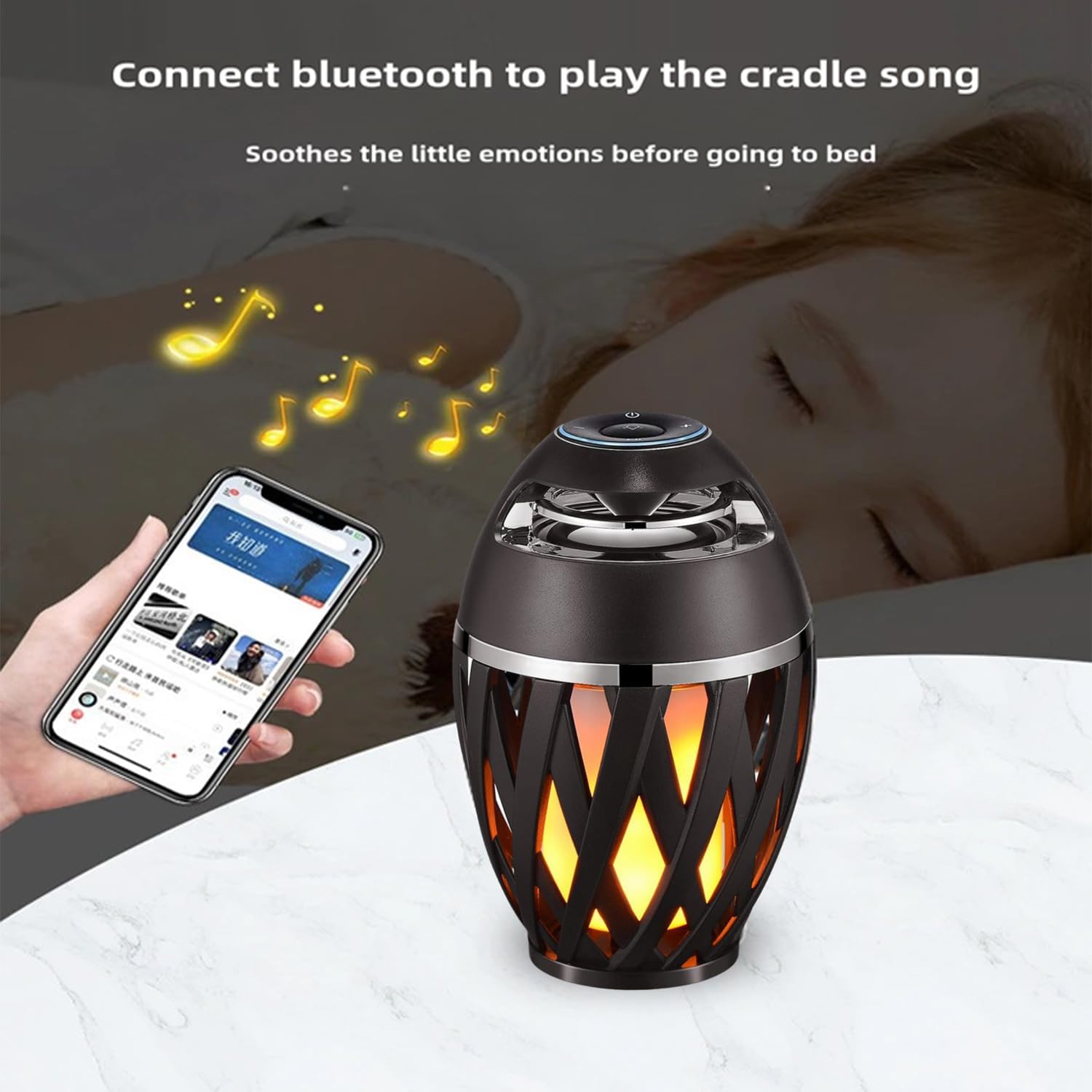 Led Flame Speaker Bluetooth Speakers,Dancing Flames Outdoor Indoor Portable Bluetooth Speaker &Torch Atmosphere Light for Patio Porch Garden Home Backyard Decoration - Image 6