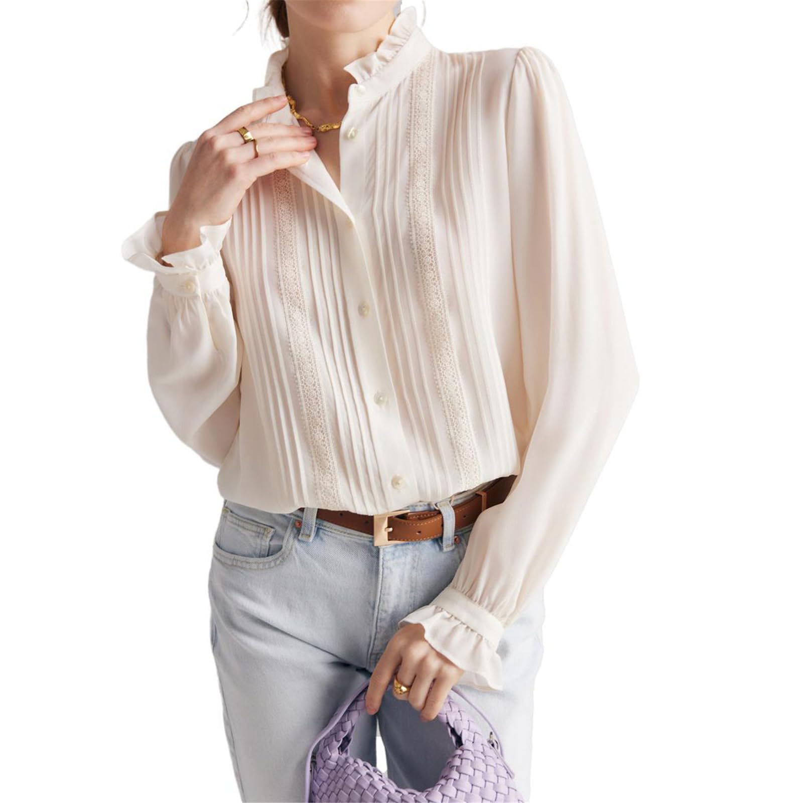 Women's Stand Collar French Silk Blouse for Women