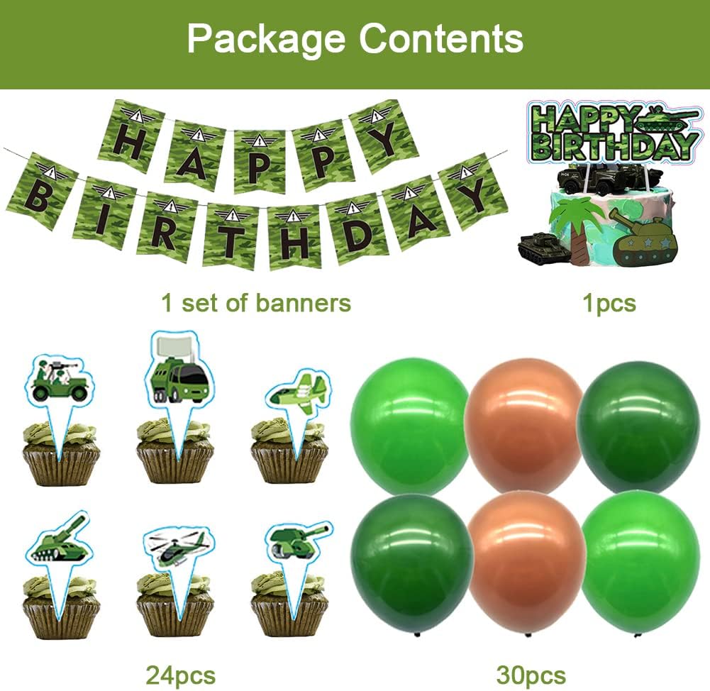 USCW Camouflage Birthday Party Decorations, Camouflage Party Set, with