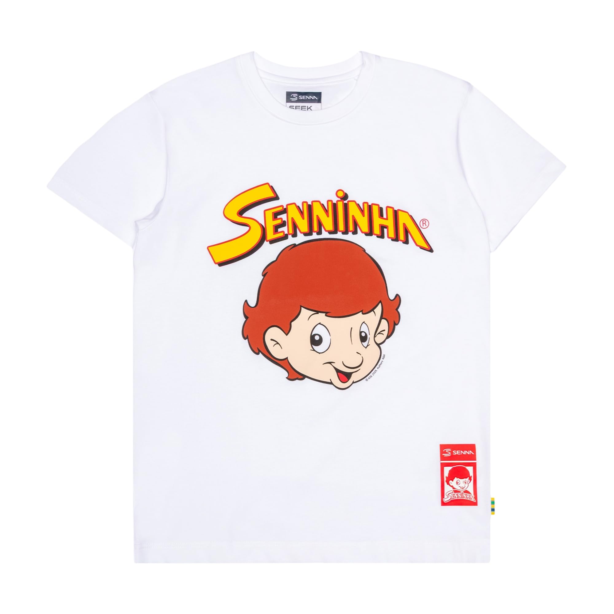 Ayrton Senna F1 Senninha Face T-Shirt, White, L