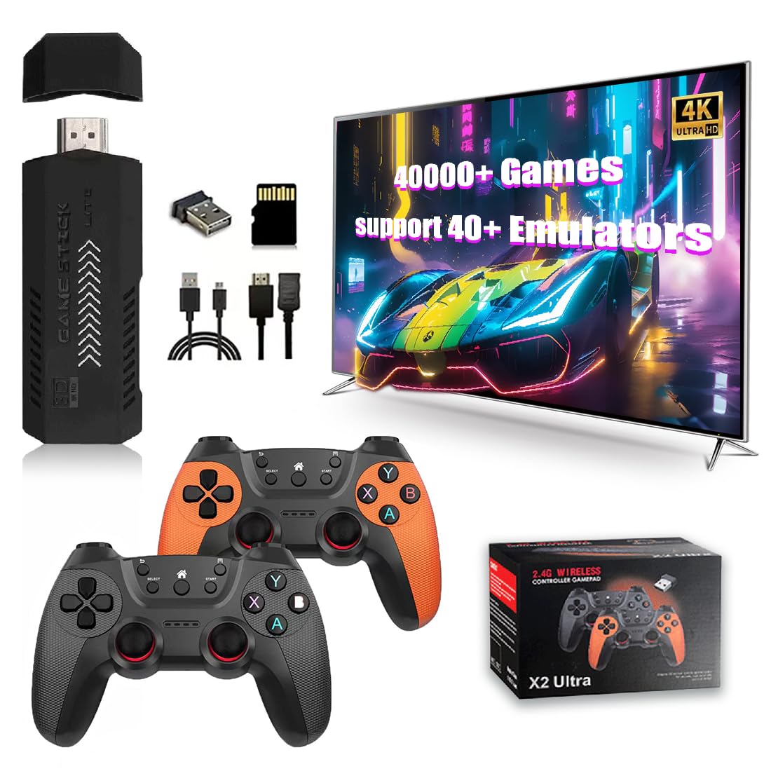 Consola Retro 2025 Con 39,000 Juegos Y 128 GB – Game Stick 4K Con HDMI, 2 Mandos Inalámbricos, Ideal Para Regalar A Niños Y Adultos