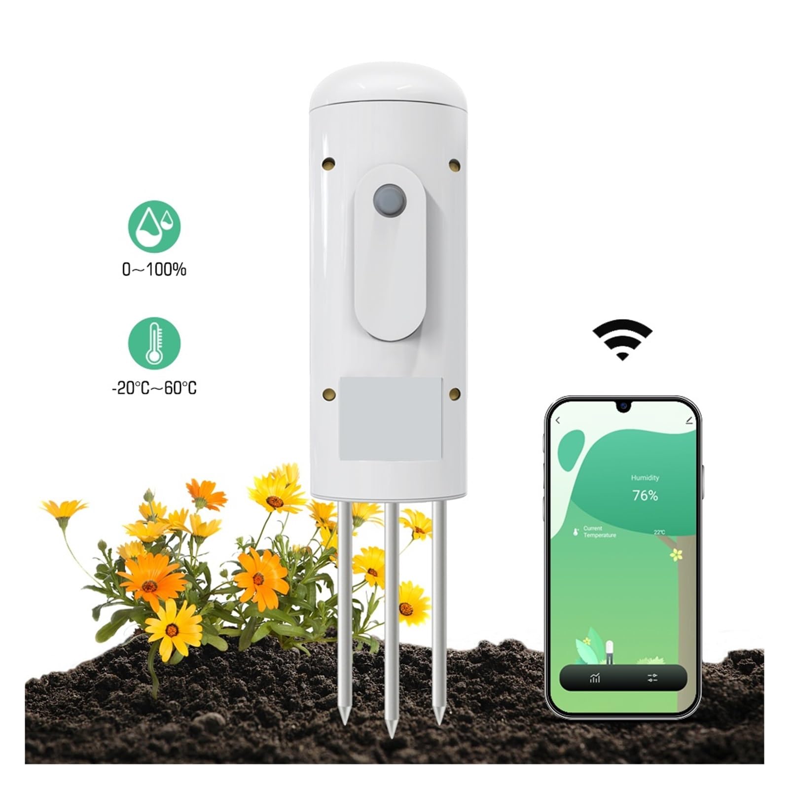 Humidimètre pour Sol, Humidimètre sans Fil for Sol, testeur de température et d'humidité, détecteur for Plantes, for Plantation de Jardin pour Le Jardinage et l'agriculture