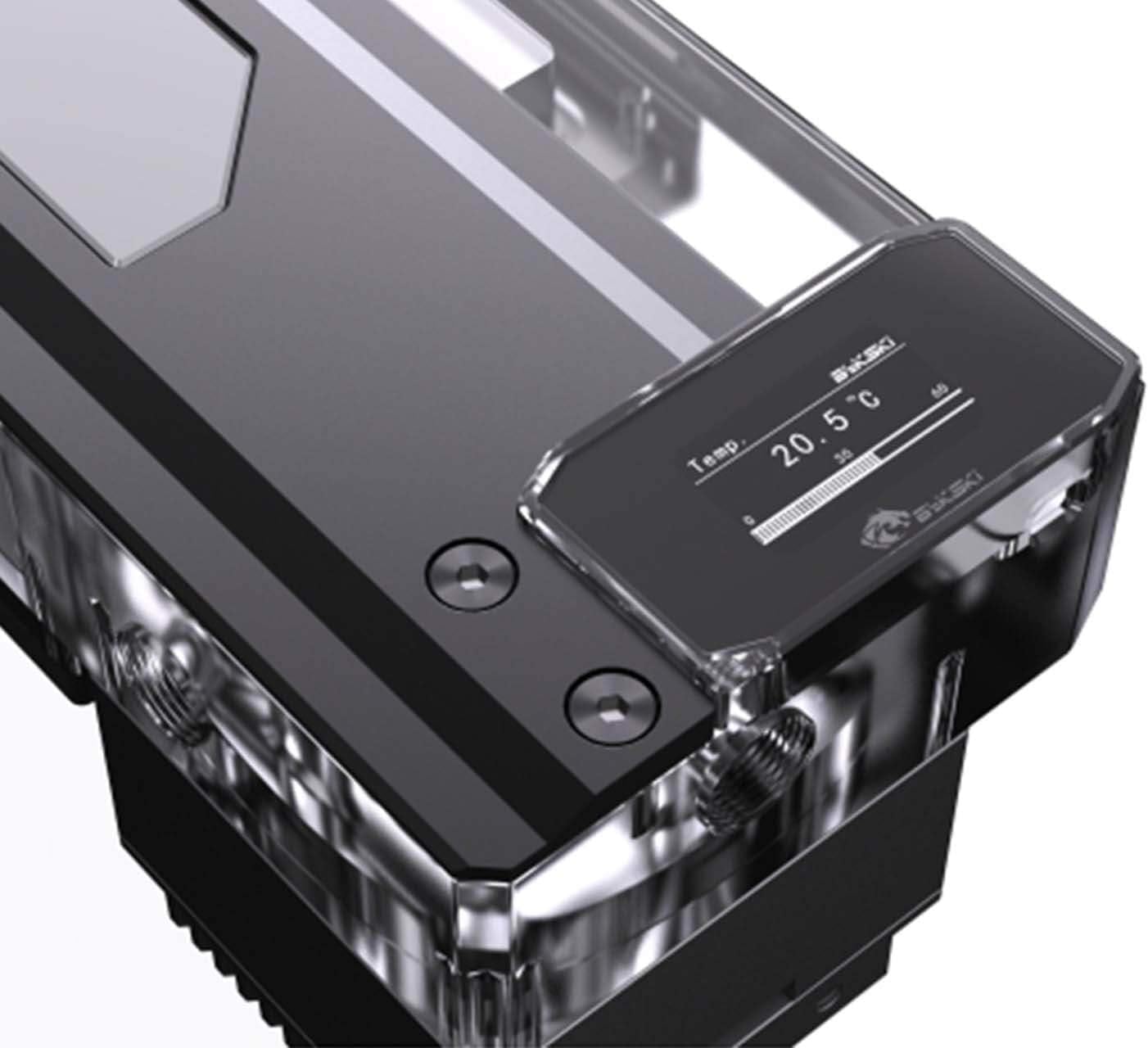 Water Cooling Pump and Reservoir Combo 180mm Height, Digital Temperature Display, 3 pin 5V Addressable RGB (RBW) Light Control for Open Loop Liquid Cooled PC Builds - B-TK180-DDC