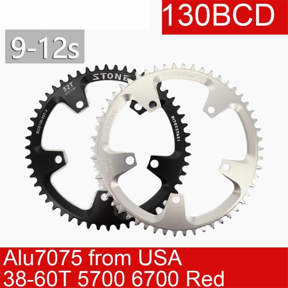 Platos para Bicicletas Plato 130 BCD Redondo 42t 44T 46 48 50 52 55 58T 60T Rueda de Cadena Bicicleta Carretera 130bcd Unisex
