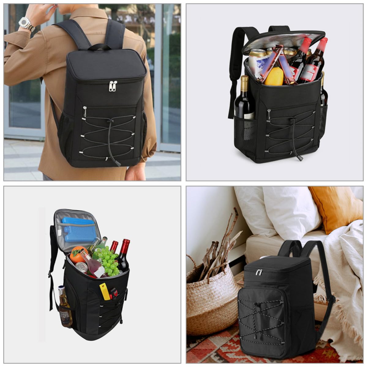 WOONEKY Zaino Termico Capiente Nero per Picnic Outdoor Isolamento
