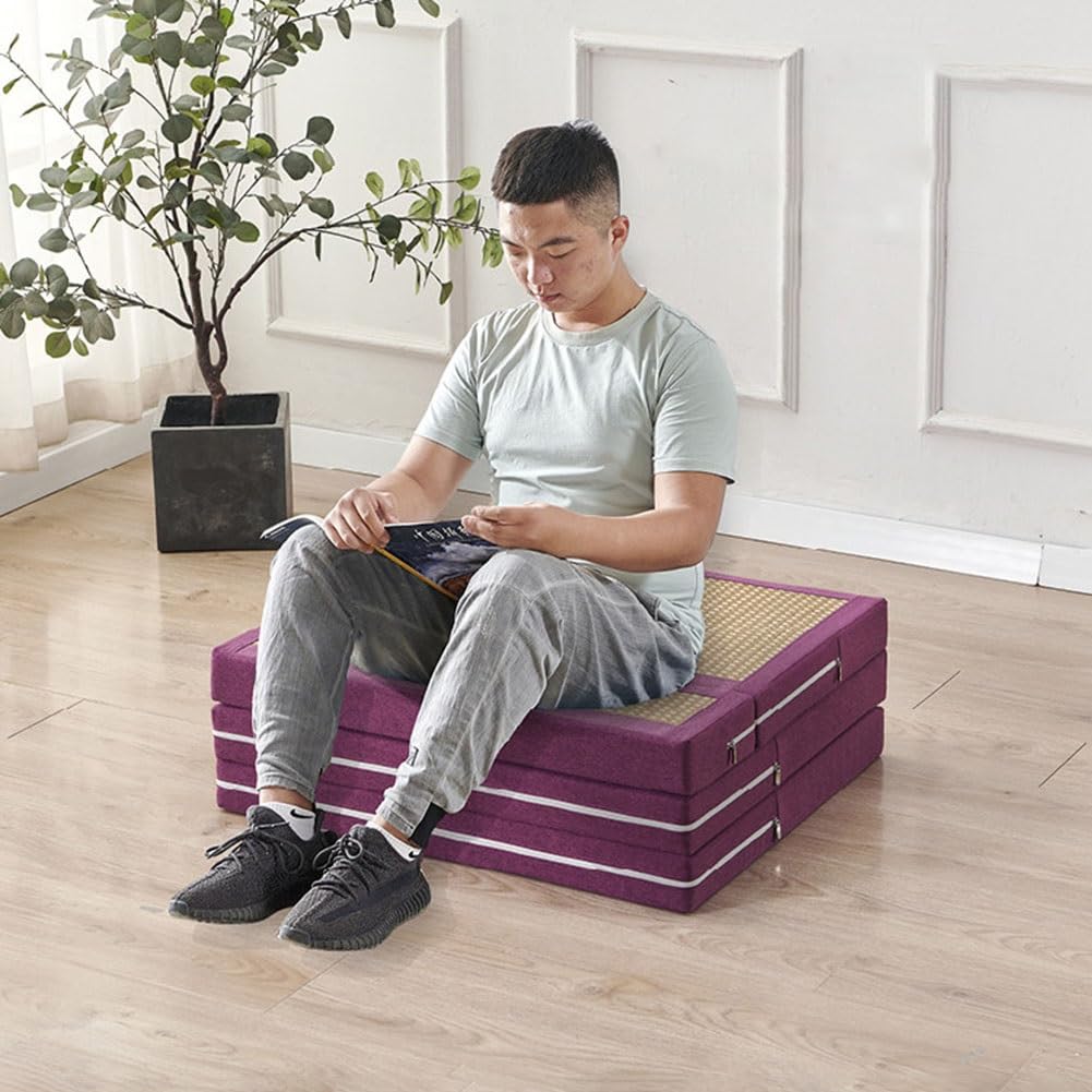 Artiz Colchón De Tatami Tradicional Japonés, Colchón De Suelo Plegable De 3 Pulgadas De Grosor, Esterilla De Meditación De Fibra De Coco Natural para El Suelo, Yoga O Sala De Té.