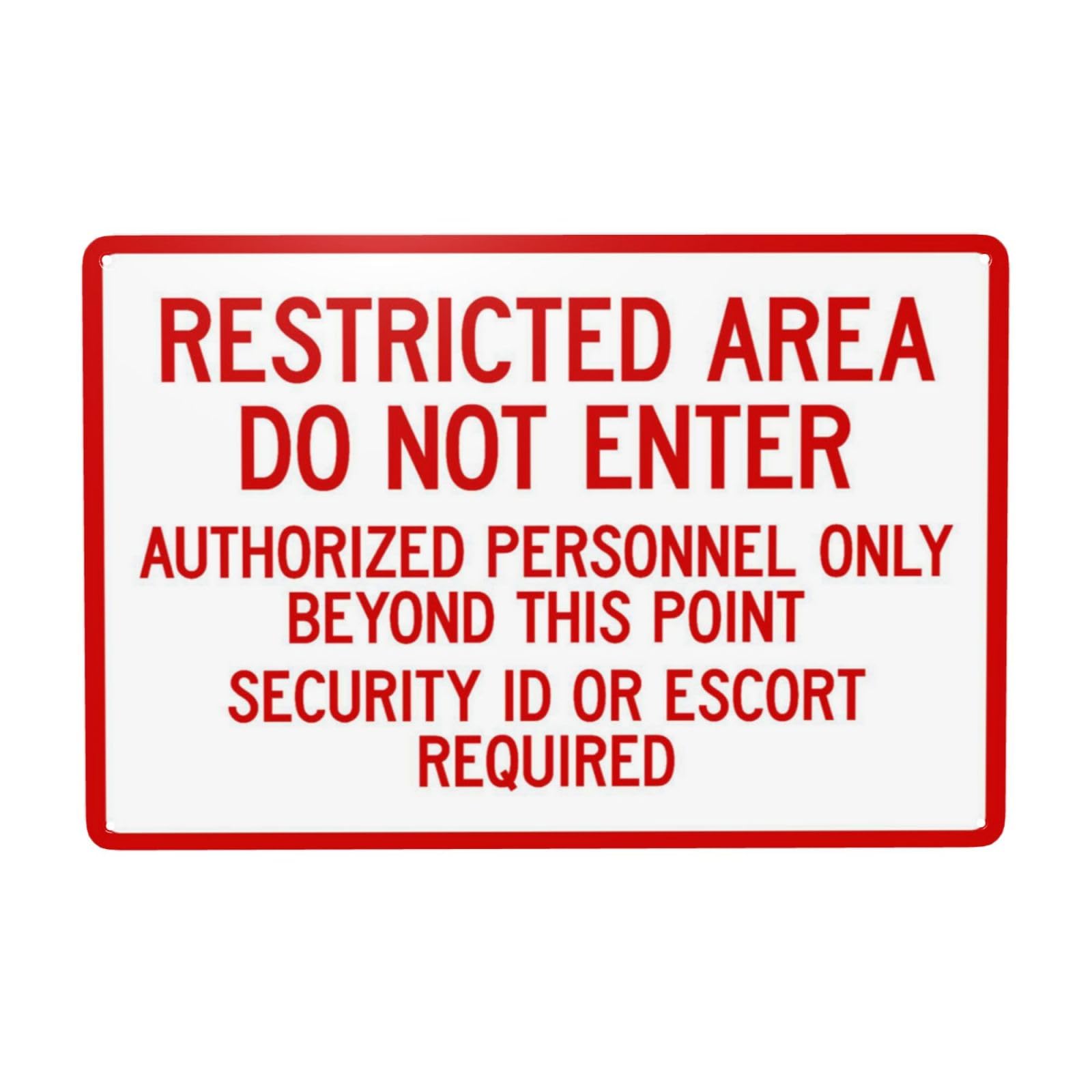 Vintage Metal Tin Sign, Do Not Enter Escort Required Restricted Area Decor, 12x8 Inch