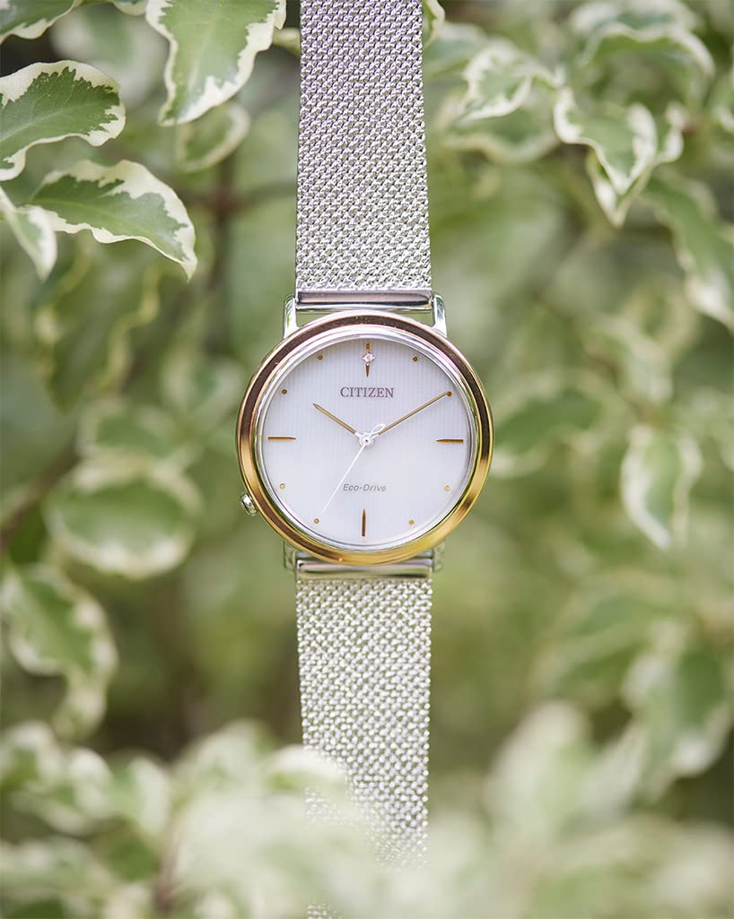 Citizen Damen Analog Eco-Drive Armbanduhr mit Stoffband L Ambiluna Collection