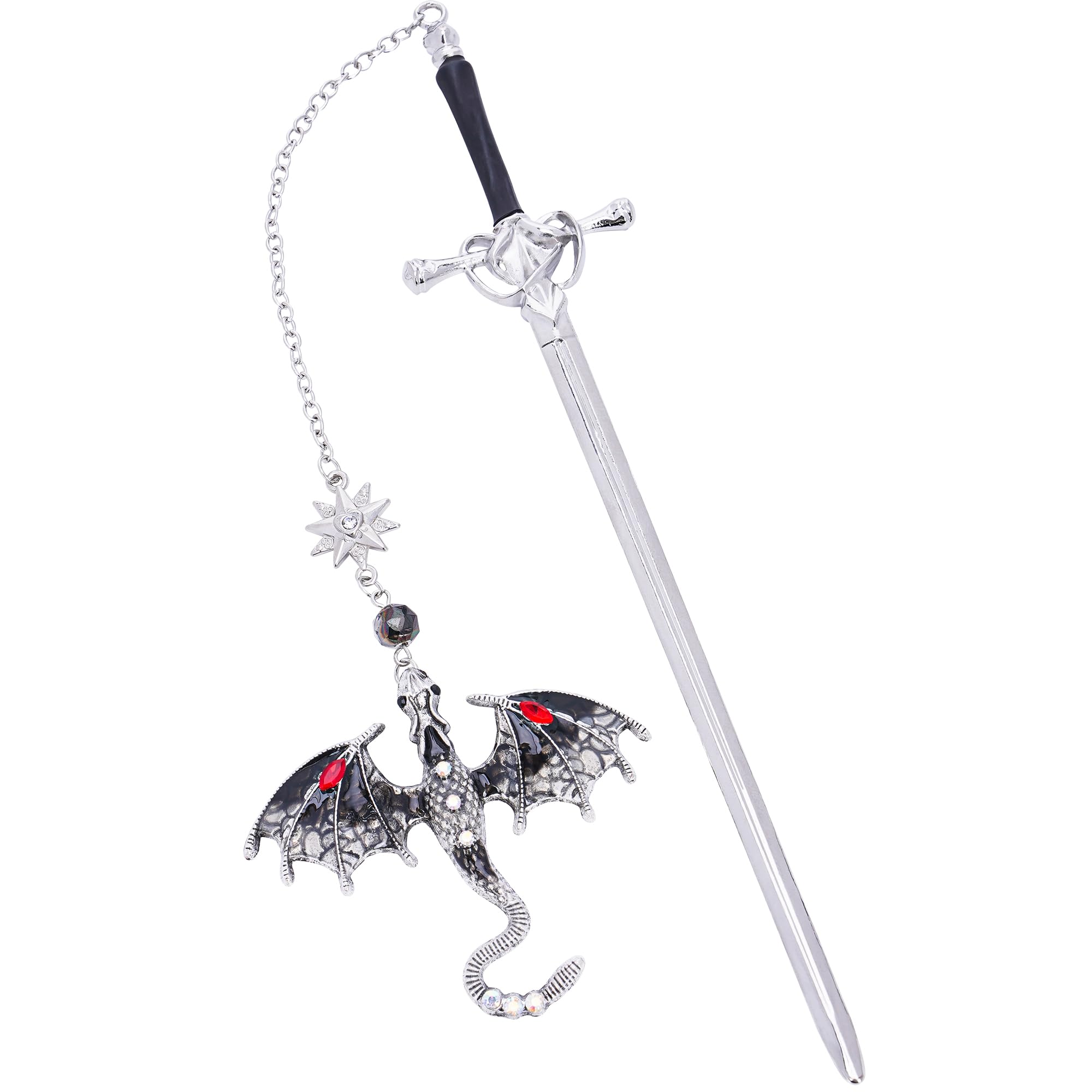 Berirexrion Fourth Wing Dragon Bookmark - Fantasy Sward Bookmarks Vintage Tassel Metal Pendant Antique Silver Grey Inspirational Bookmarks Reading School Stationery Gift Men Boy Bookworm Reader