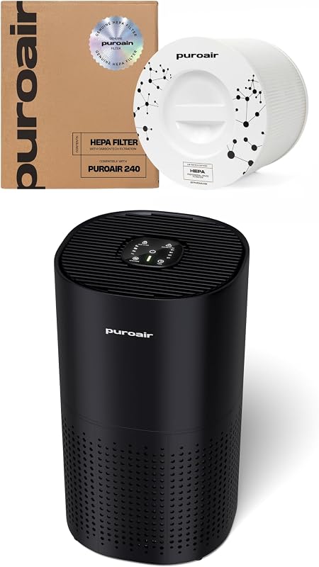 PuroAir 240 HEPA Air Purifiers and HEPA Air Filter - Covers Up to 1,000 Sq Ft - Filters Up to 99.9% of Pollutants, Smoke, Pollen, Dust - Quiet HEPA Air Filter - Air Purifiers for Bedroom