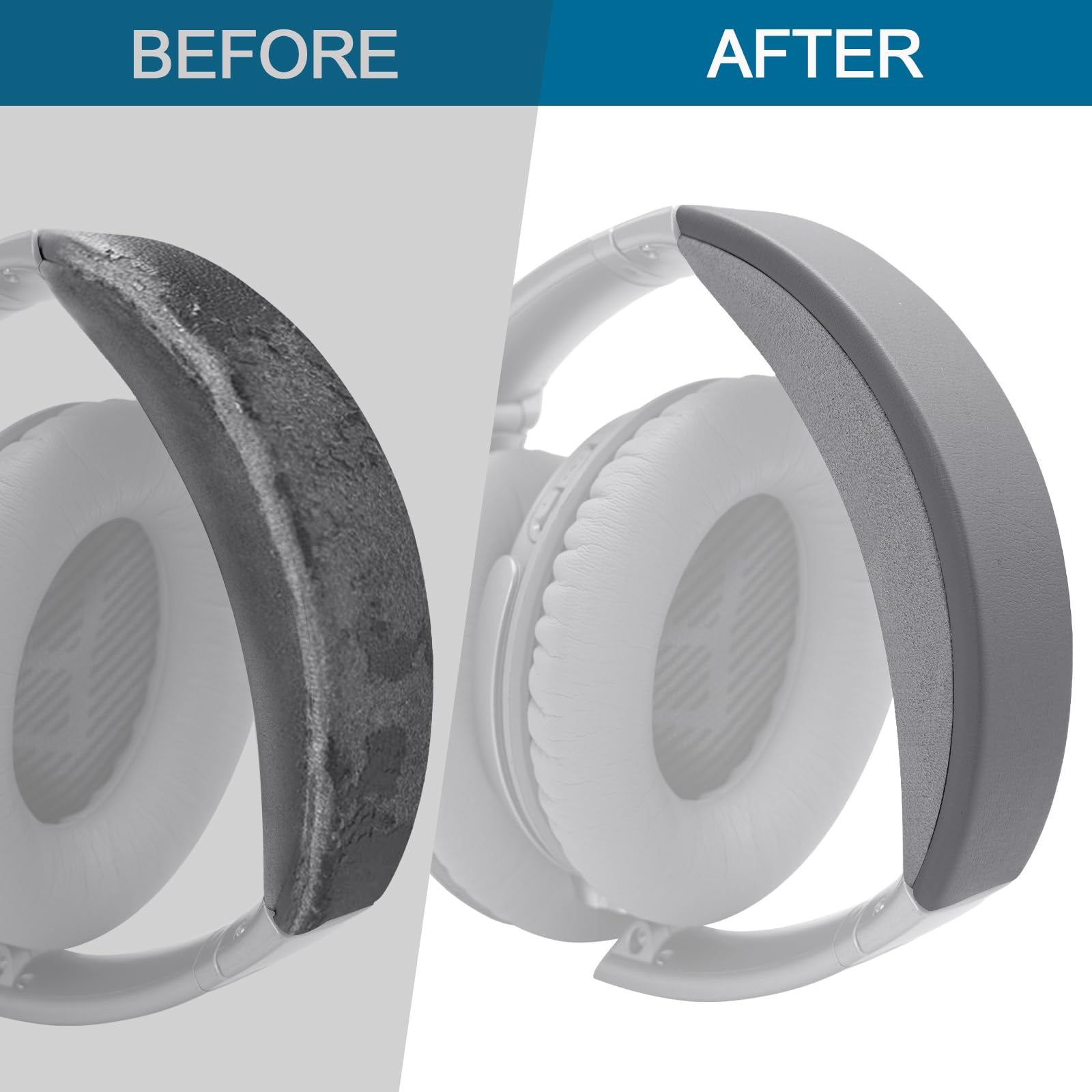 GEVO Kit di ricambio per cuffie e archetto per Bose QC35/QC35 ii, argento