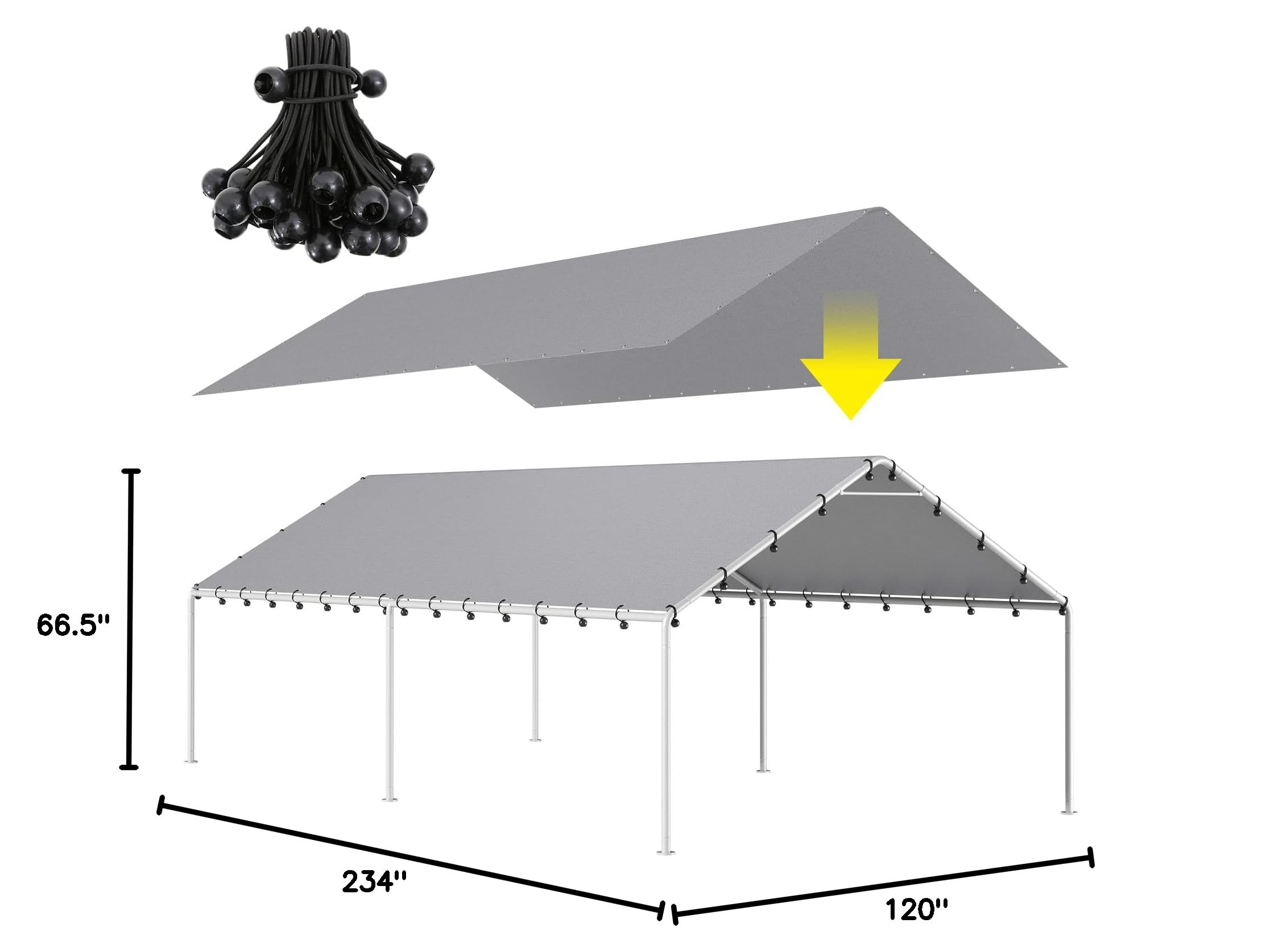 DWALE 10x20 Carport Canopy Cover - Waterproof & UV -8 DWALE 10x20 Carport Canopy Cover - Waterproof & UV -8