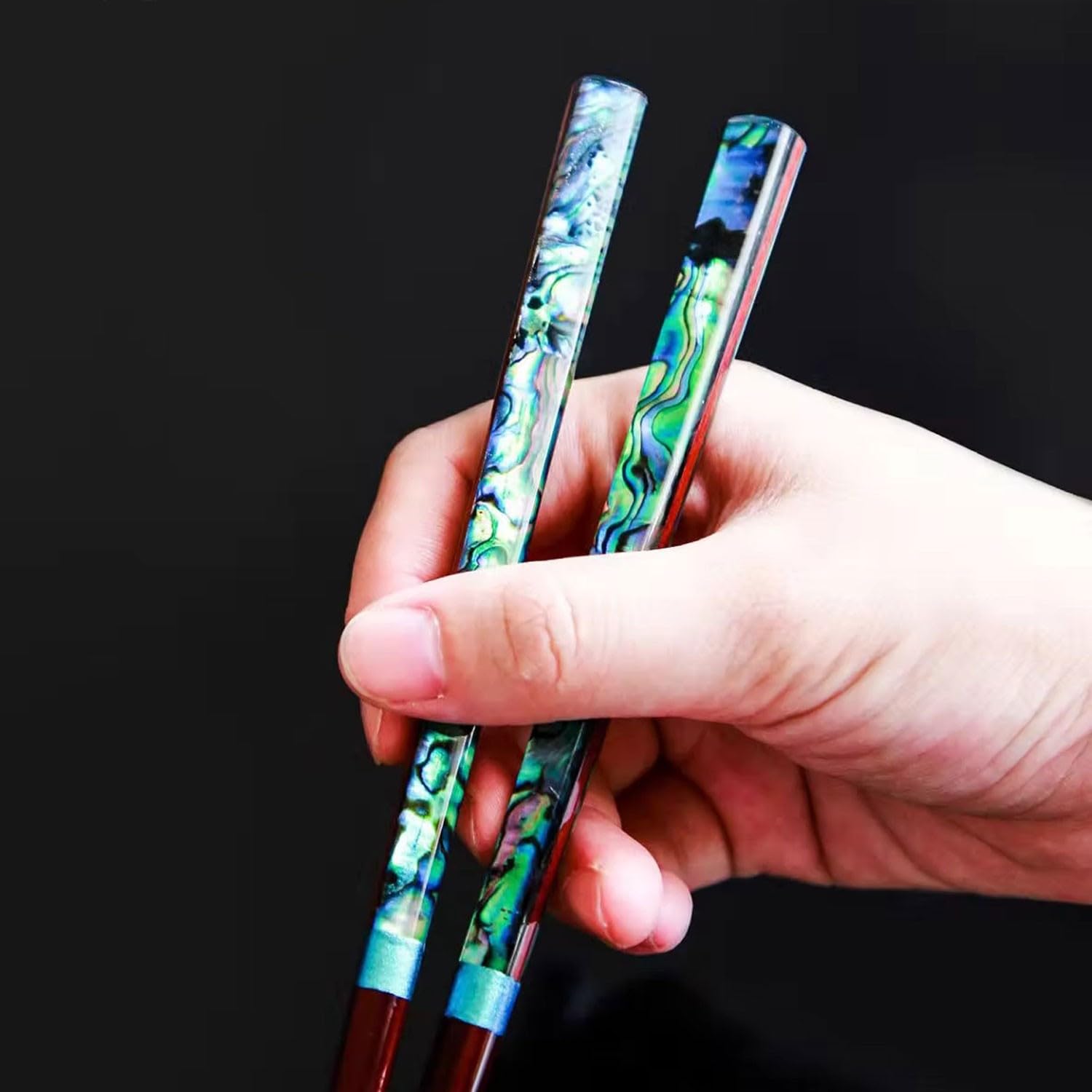 BBAUER baguettes chinoises Acier inoxydable ChopstickBaguettes japonaises pointues antidérapantes, cadeau fait main pour les couples(Color:B,Size:21cm)