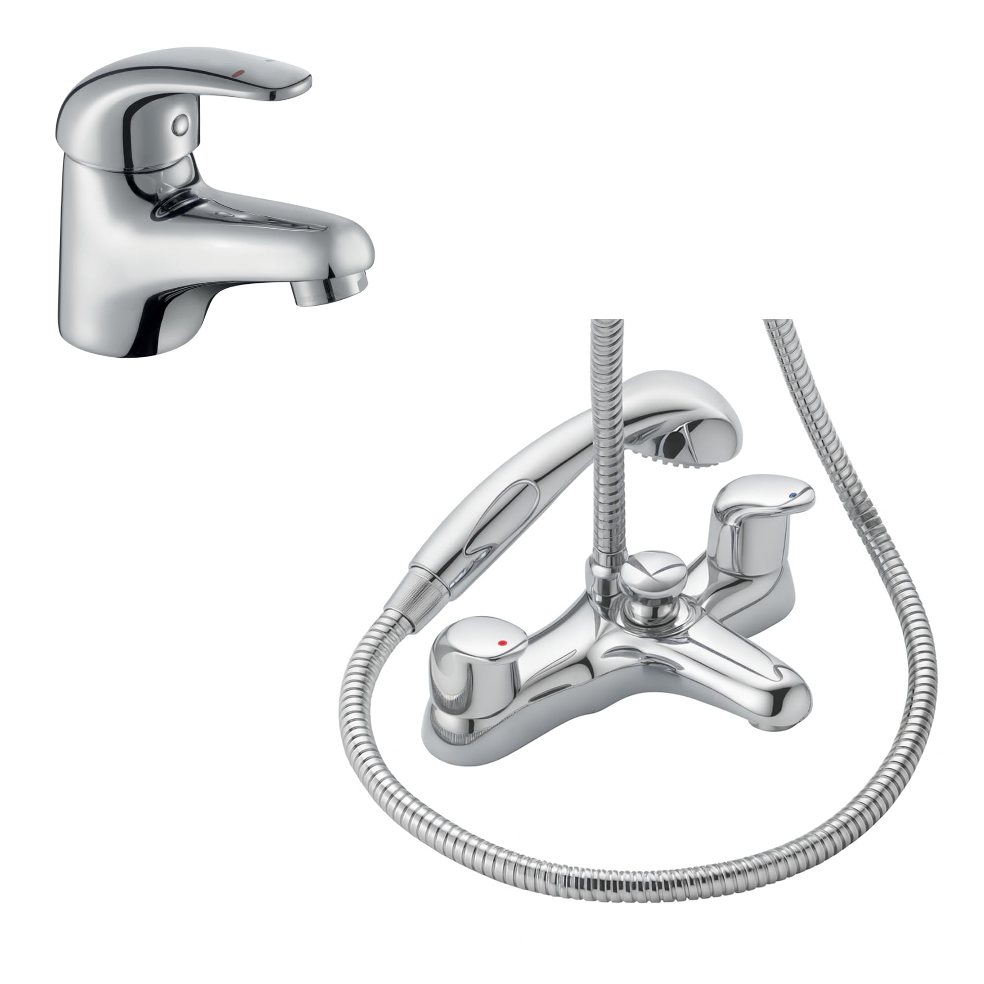 Clever Haze - Juego de mini mezclador para lavabo y ducha de baño, cromado compacto con kit de ducha de doble palanca