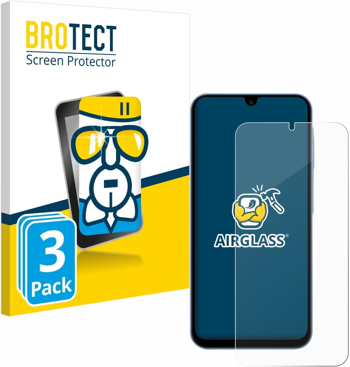 brotect Glass Screen Protector Film for Samsung Galaxy A15 5G (3 Pack) - Glass-Foil 9H Protection [Scratch Resistant, High Clarity]