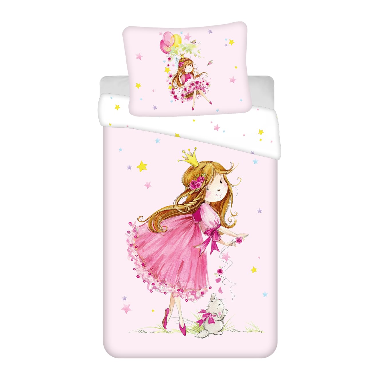 Parure lit enfant motif conte de fées princesse en coton pour cadeau anniversaire fille