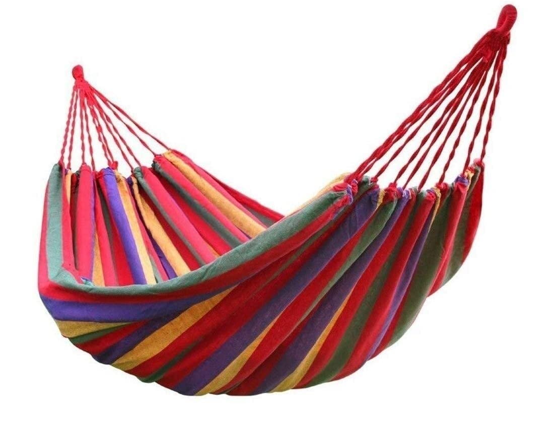 Hamaca Colgante, Hammock Hamacas De Lona Plegables Dobles Ocio Al Aire Libre Arco Iris Hamaca Ultraligera para Acampar con Mochila Hamaca de Viaje