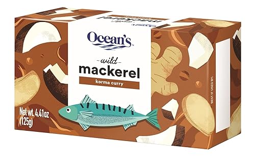Ocean's Caballa silvestre Curry Korma 4.41 oz -10 unidades Filetes sin piel y sin hueso Kosher