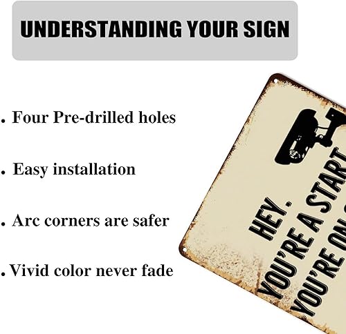 Miniatura 5 de ArogGeld Tin Sign Hey You're A Start You're On Camera Metal Tin Sign Spiritual Lettering Quotes Home Wall Decoration Bright Metal Plaque Sign for