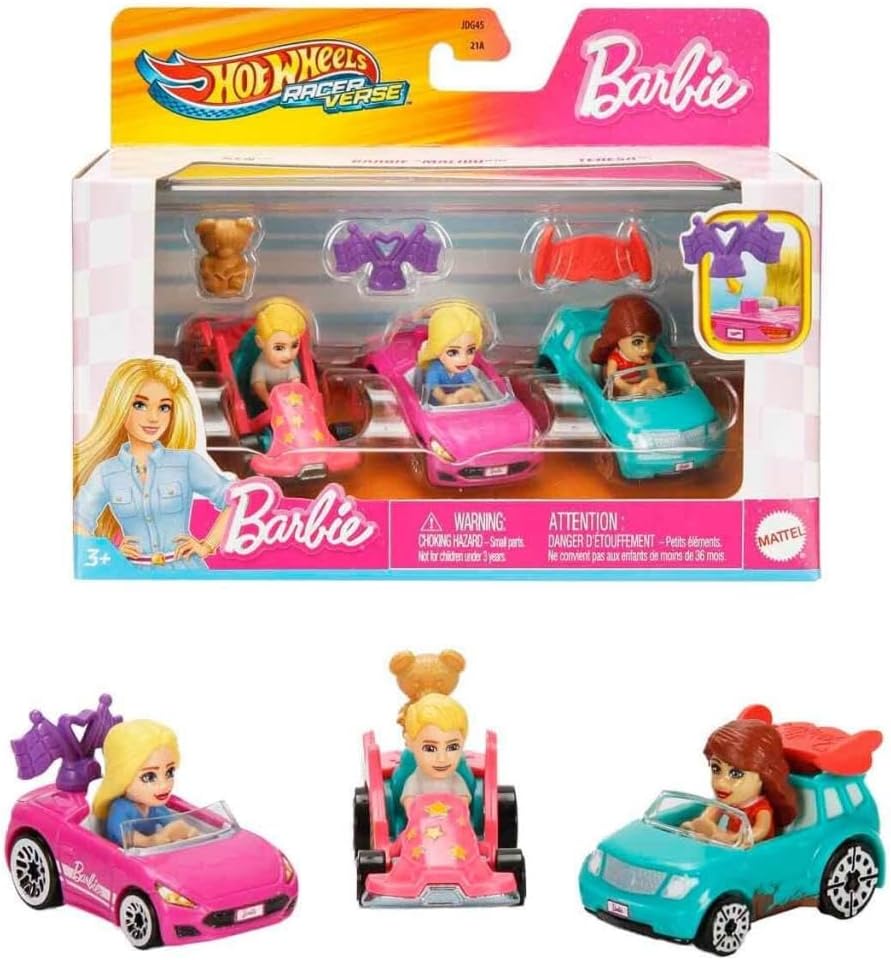 JDG45 Hot Wheels Racerverse Barbie 3 lü Araba