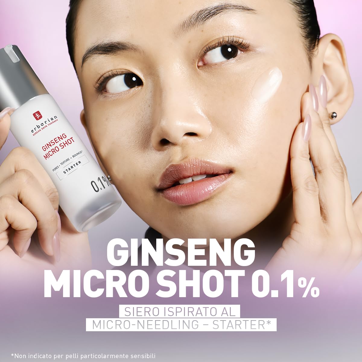 Erborian - Ginseng Micro Shot - Starter 0.1% - Siero Viso Retexturizzante ispirato al Micro-Needling - Con Ginseng e Collagene per Pori Affinati e Pelle Liscia - Cura Coreana - 10ml