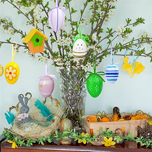 Easter Tree Decorations - 24 Pcs Colorful Christmas Egg Ornaments With Bow, Plastic Eggs Decor For Tree, Kids School Home Office Party Supplies Gifts #TOP4